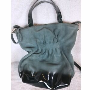 Daniella Lehavi Suede Patent Ombre Bucket Bag Women Medium Grey Black Crossbody